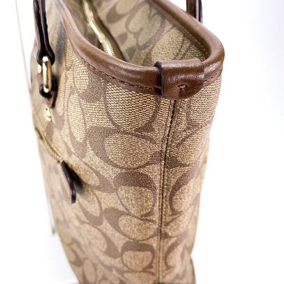 COACH Signature C Coated Canvas Brown Tote Shoulder Bag - J1723-F58294 - Picture 5 of 16